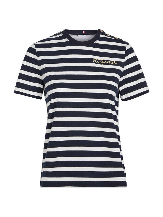 

Футболка с золотыми пуговицами стандартного кроя Tommy Hilfiger, синий