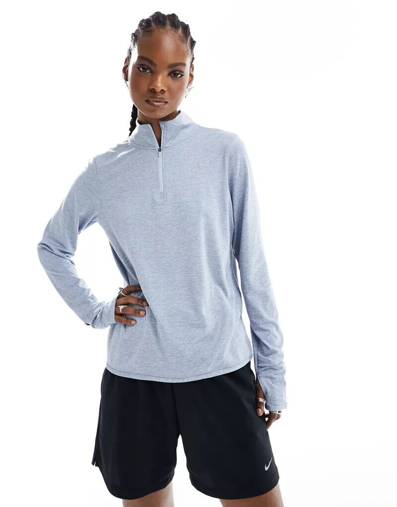 

Голубая куртка среднего слоя с длинными рукавами и половинной молнией Nike Element Dri-FIT