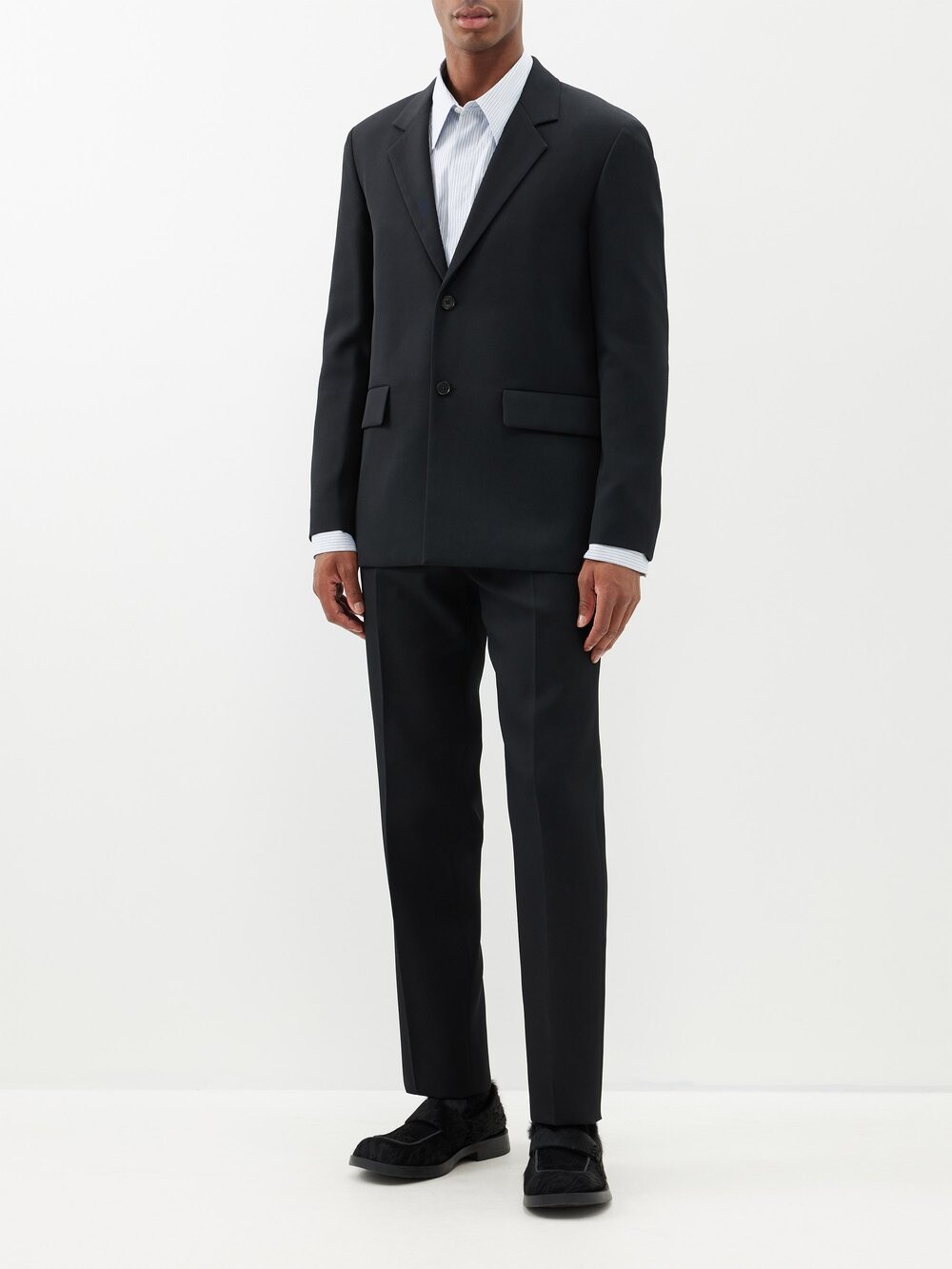 

Шерстяно-габардиновый костюм Jil Sander, черный