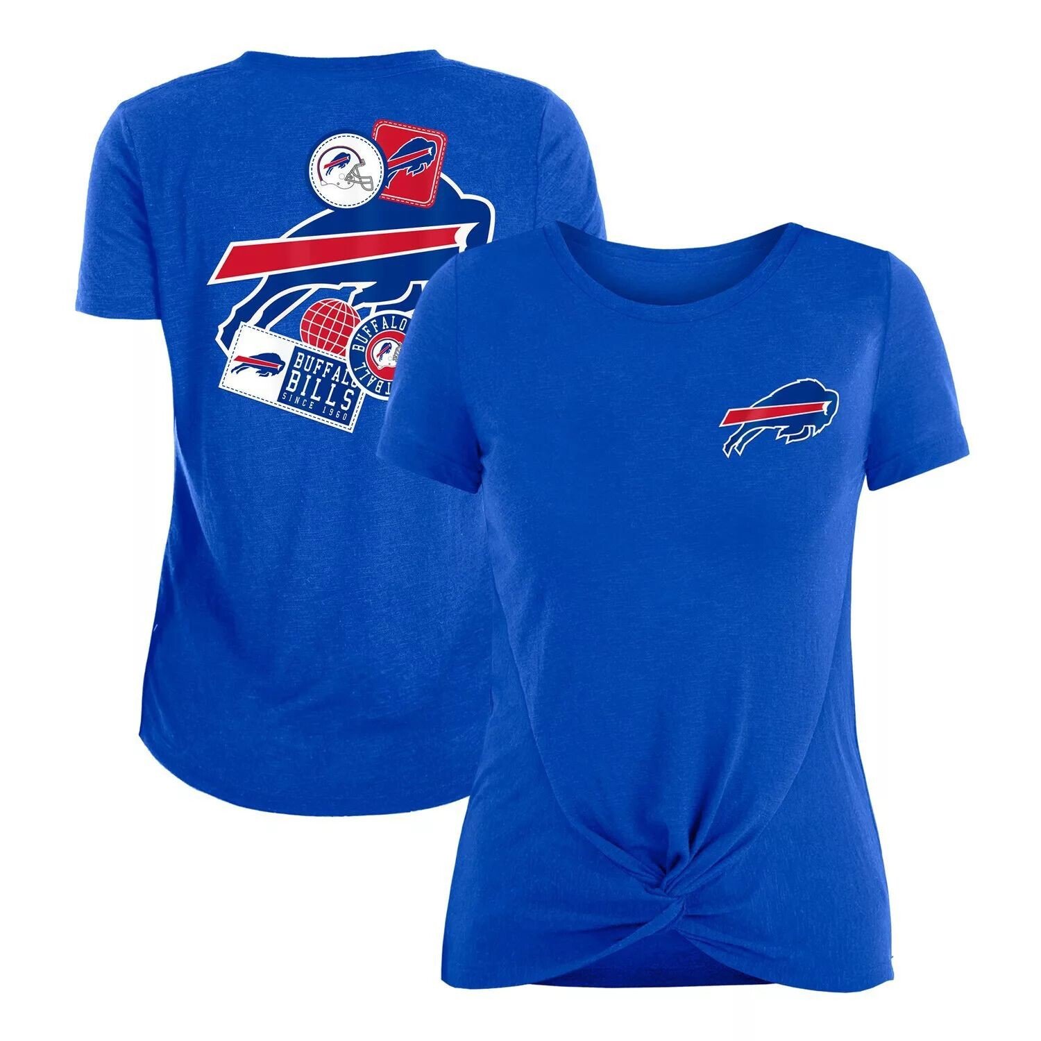 

Женская футболка New Era Royal Buffalo Bills Athletic Slub с узлом спереди New Era