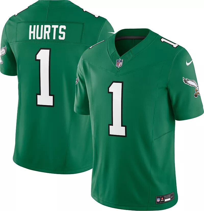 

Мужские кроссовки Nike Philadelphia Eagles Jalen Hurts #1 Vapor F.U.S.E. Ограниченная альтернативная зеленая майка Келли