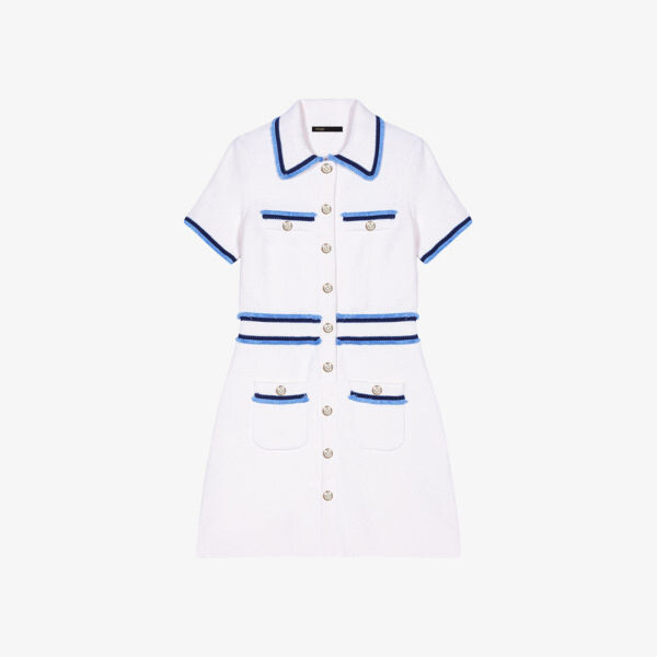 

Мини-платье из эластичного хлопка с контрастной отделкой и короткими рукавами Maje, цвет blanc