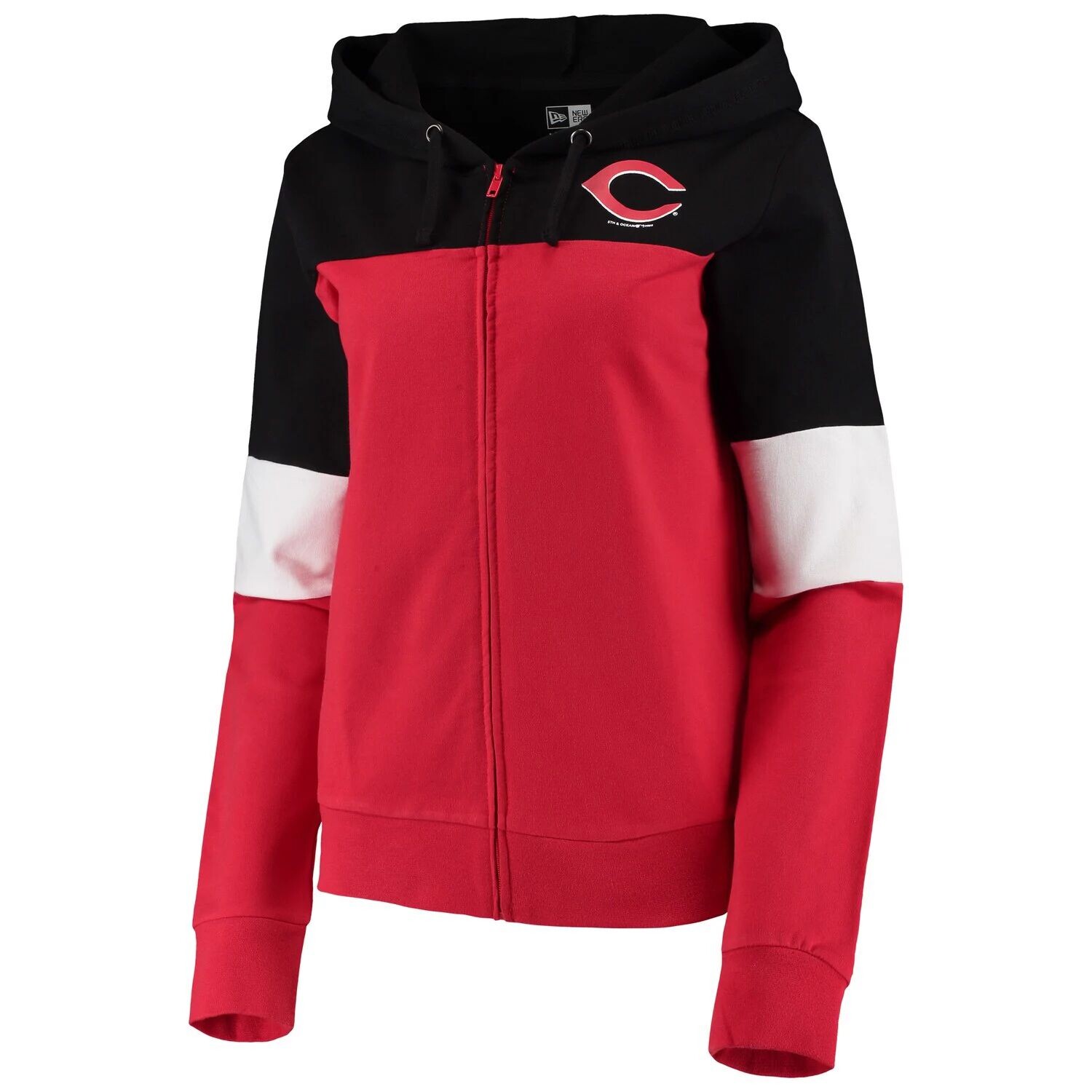 

Женская толстовка с молнией во всю длину New Era Red Cincinnati Reds Colorblock French Terry New Era
