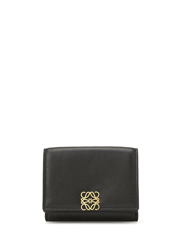 

Женский кожаный кошелек с черным логотипом Loewe