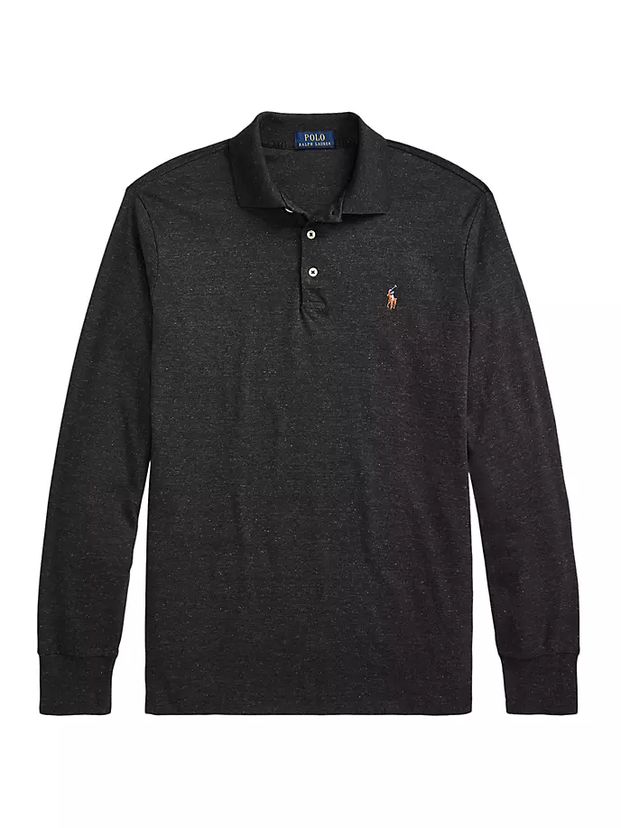 

Вязаная рубашка-поло с длинными рукавами Polo Ralph Lauren, черный