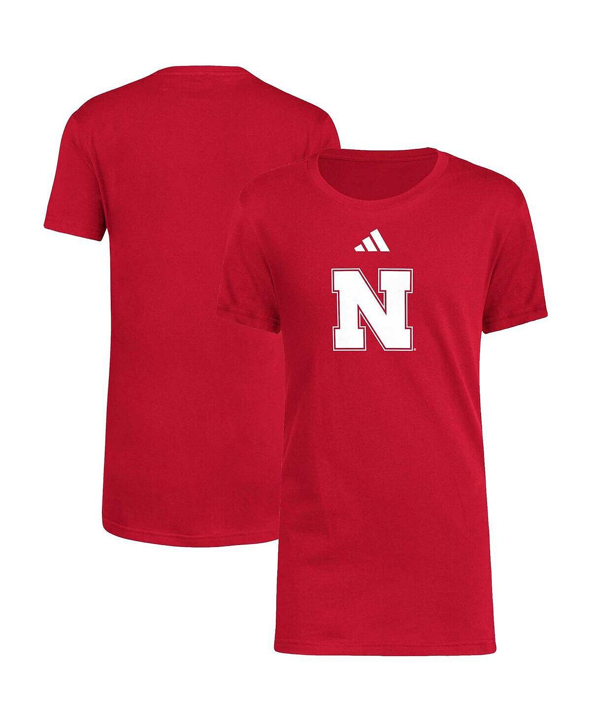 

Свежая футболка с логотипом Big Boys Scarlet Nebraska Huskers 2023 Sideline Locker Room adidas