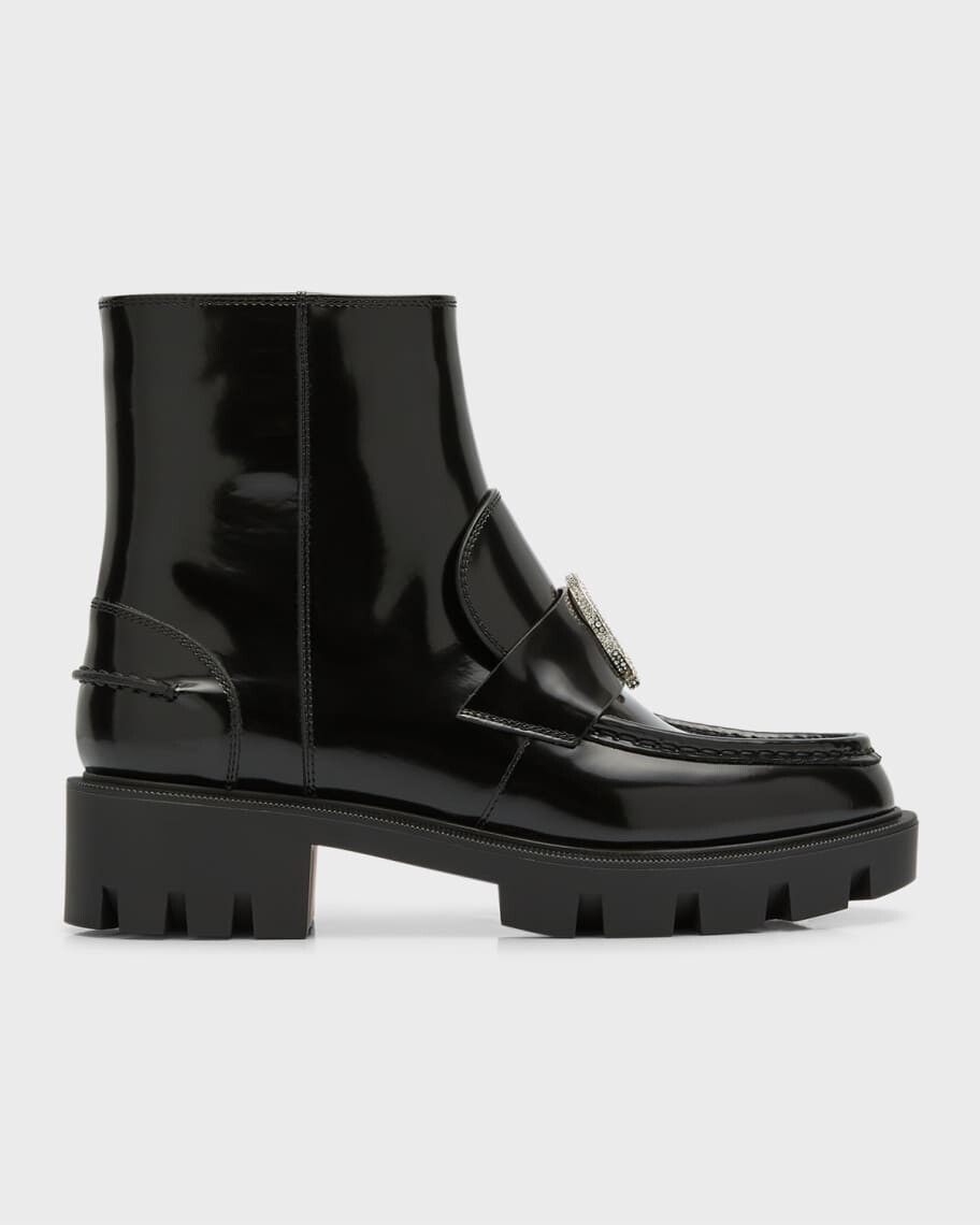 

Красные лоферы со стразами и медальоном Christian Louboutin