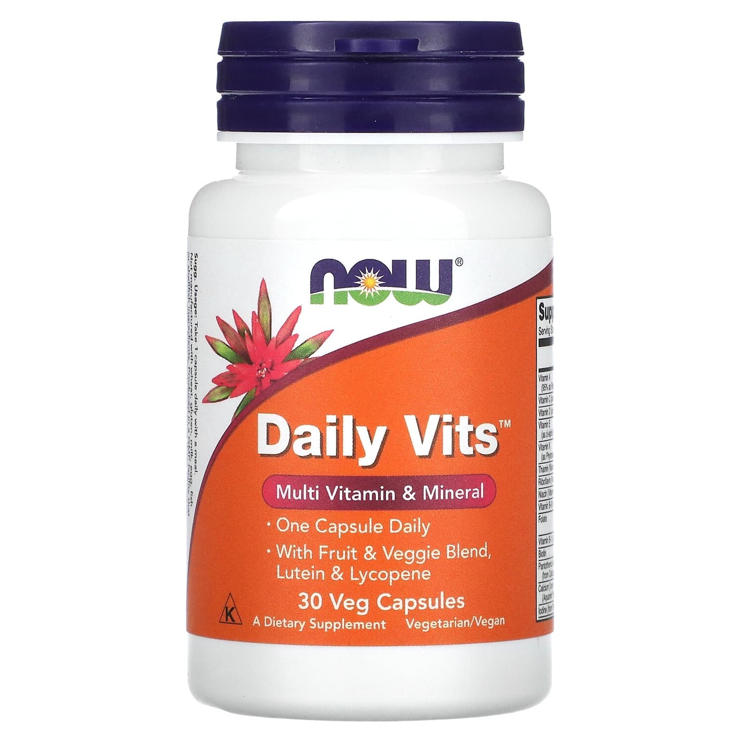 

Daily Vits, мультивитамины и микроэлементы, 30 вегетарианских капсул, NOW Foods