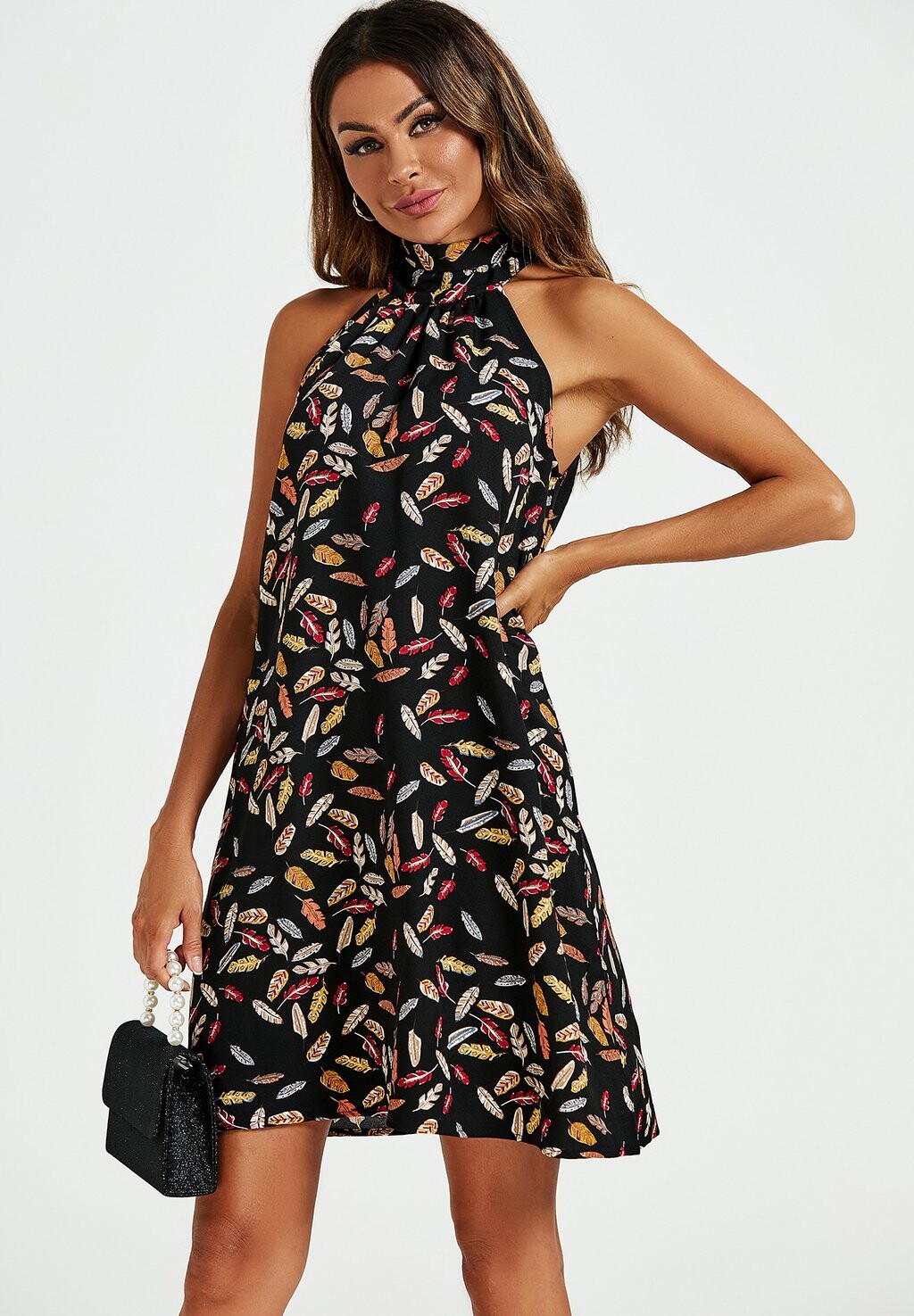 

Дневное платье HALTER NECK TIE BACK MINI FS Collection, цвет black
