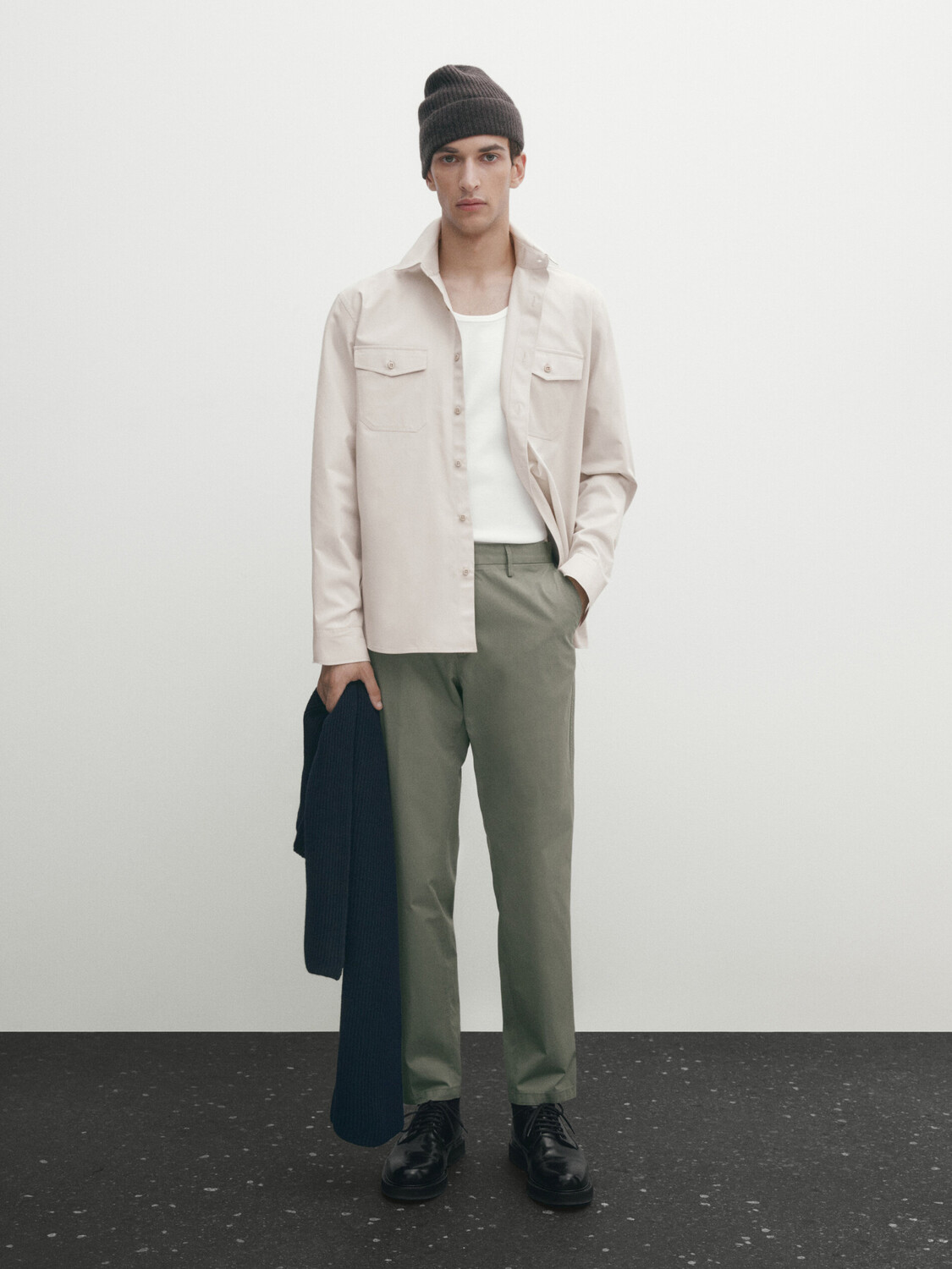 

Чиносы из поплин Massimo Dutti, хаки