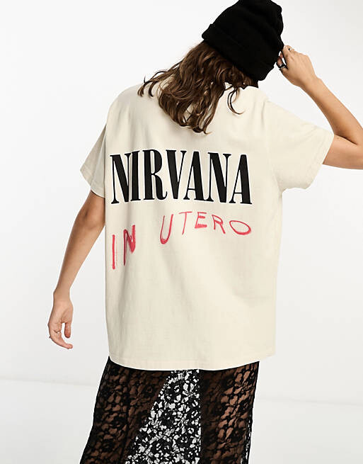 

Бежевая футболка Stradivarius STR Nirvana, Бежевый