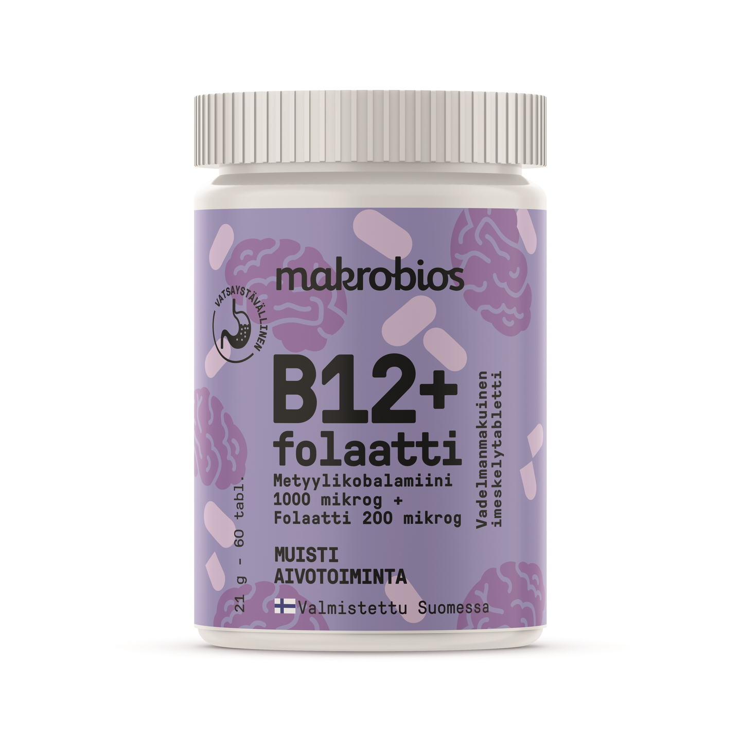 Витамины Macrobios B12 фолиевая кислота, 60 таблеток витамины для волос в7 витамин с е кокосовое масло цинк фолиевая кислота инозитол sugarbearhair 60 таблеток