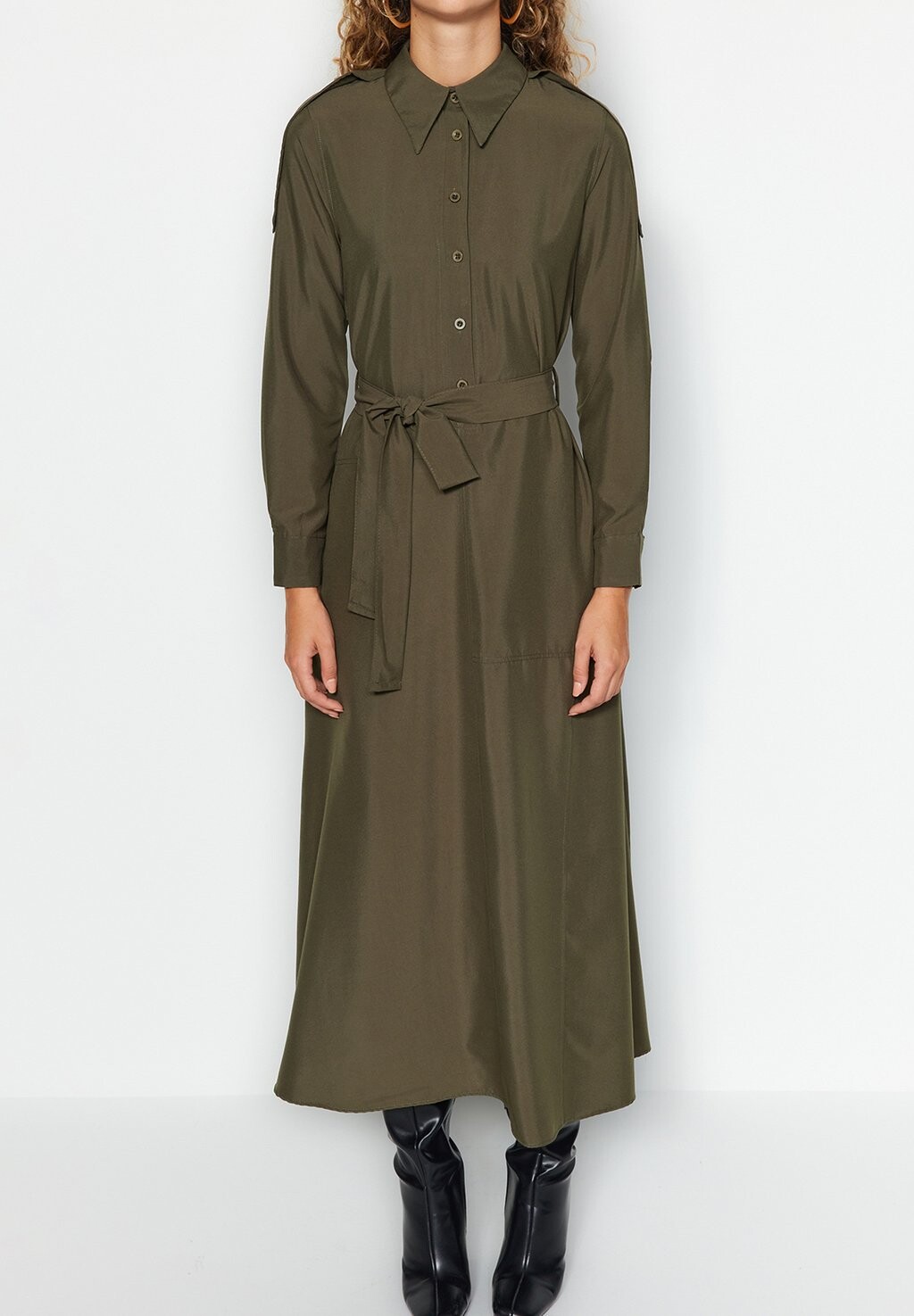 Платье-блузка Trendyol Modest, цвет khaki блузка рубашка trendyol modest цвет white