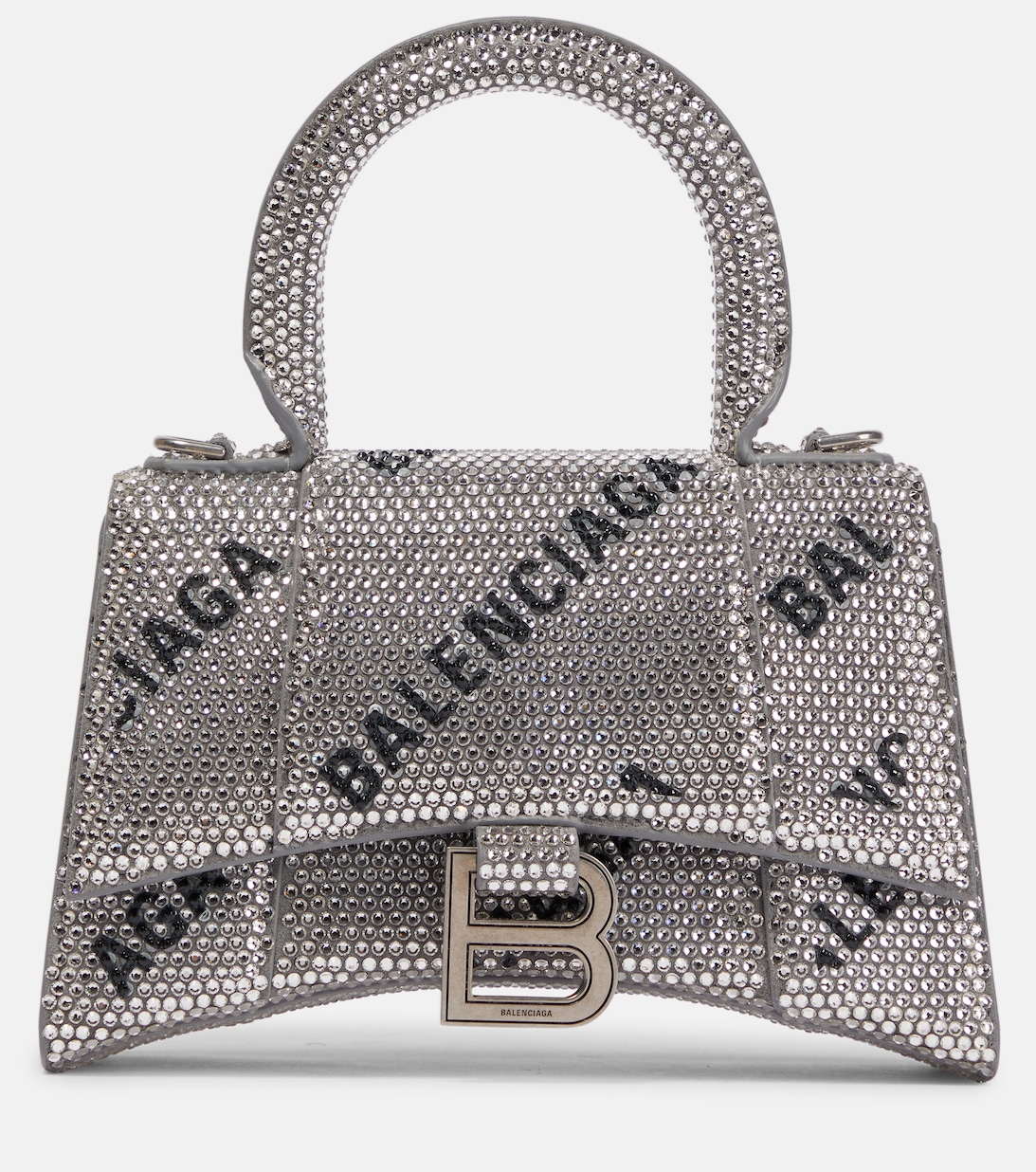 Декорированная сумка через плечо Hourglass XS Balenciaga, металлик
