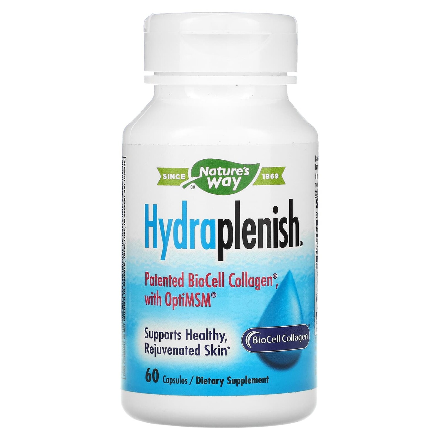 

Hydraplenish, запатентованный коллаген BioCell Collagen с OptiMSM, 60 капсул, Nature's Way