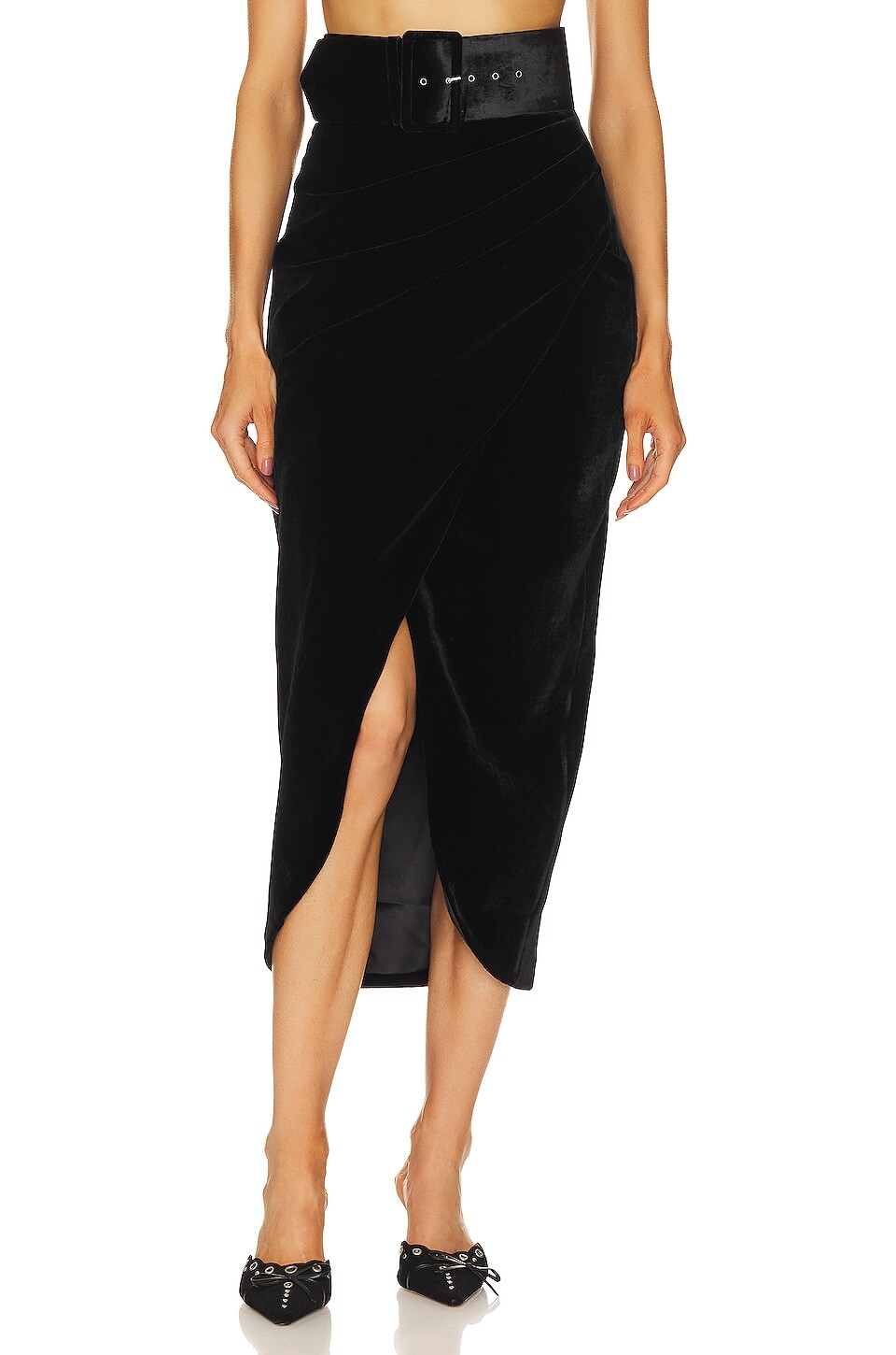 

Юбка миди Rozie Corsets Draped Velvet, черный