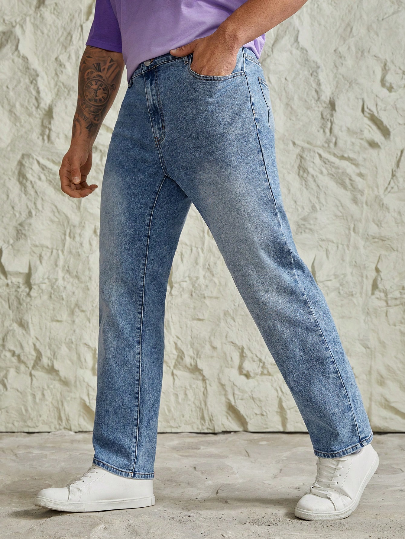 Мужские повседневные стильные джинсы свободного покроя Manfinity Hypemode с карманами, синий новинка 2023 джинсы ранней весны мужские повседневные зауженные прямые джинсы высококачественные повседневные мужские джинсы мужская оде