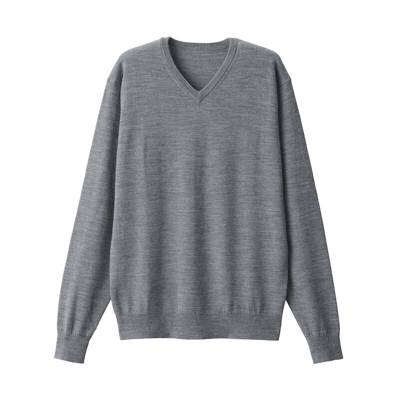 

Свитер Muji из шерсти мериноса для мужчин, темно-серый