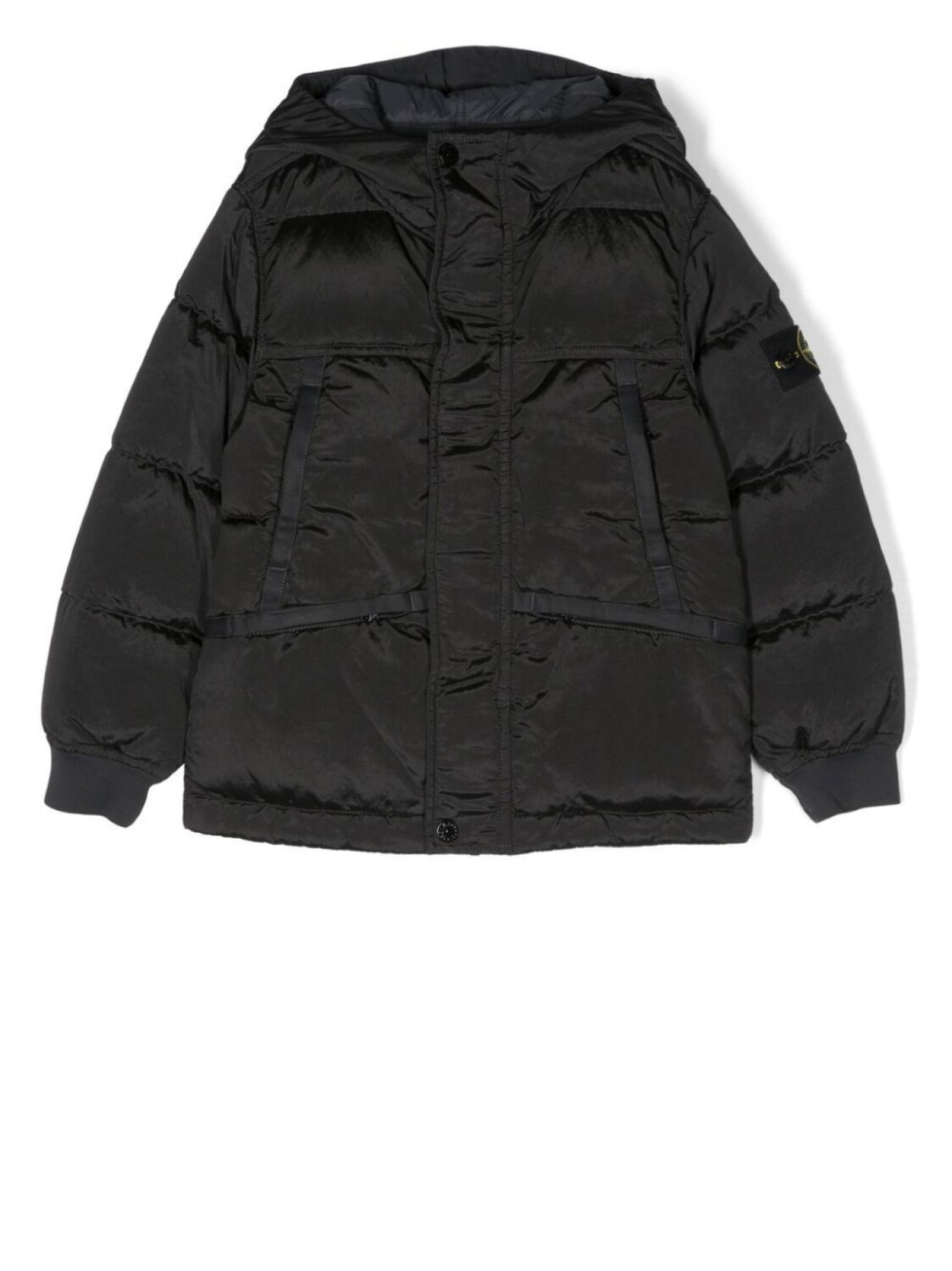 

Stone Island Junior пуховик с нашивкой-логотипом, черный