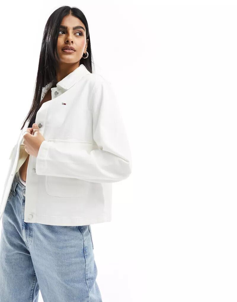 

Белая куртка-рубашка, окрашенная в готовом виде Tommy Jeans, Серый