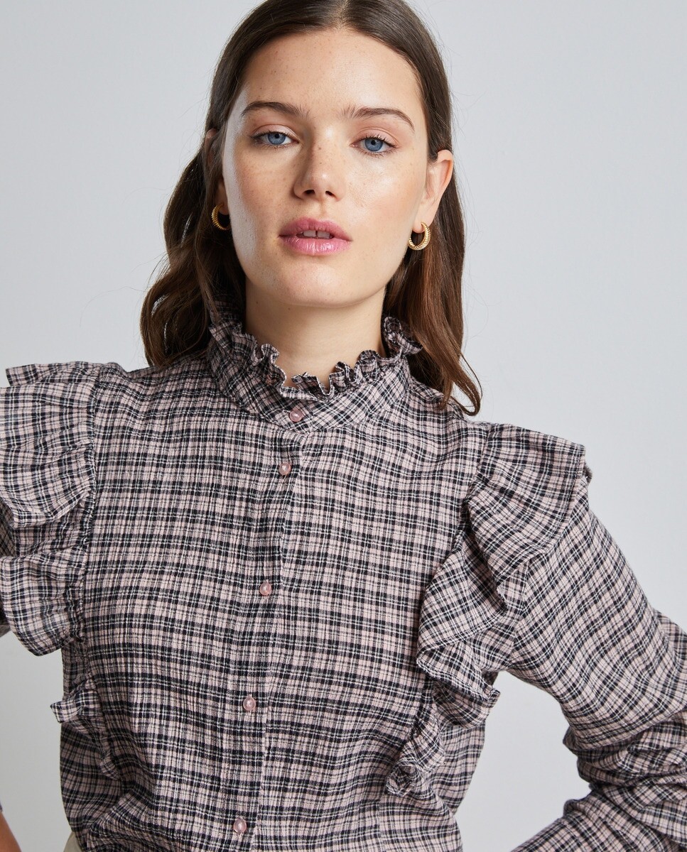 

Женская блузка с длинным рукавом и рюшами Easy Wear, розовый