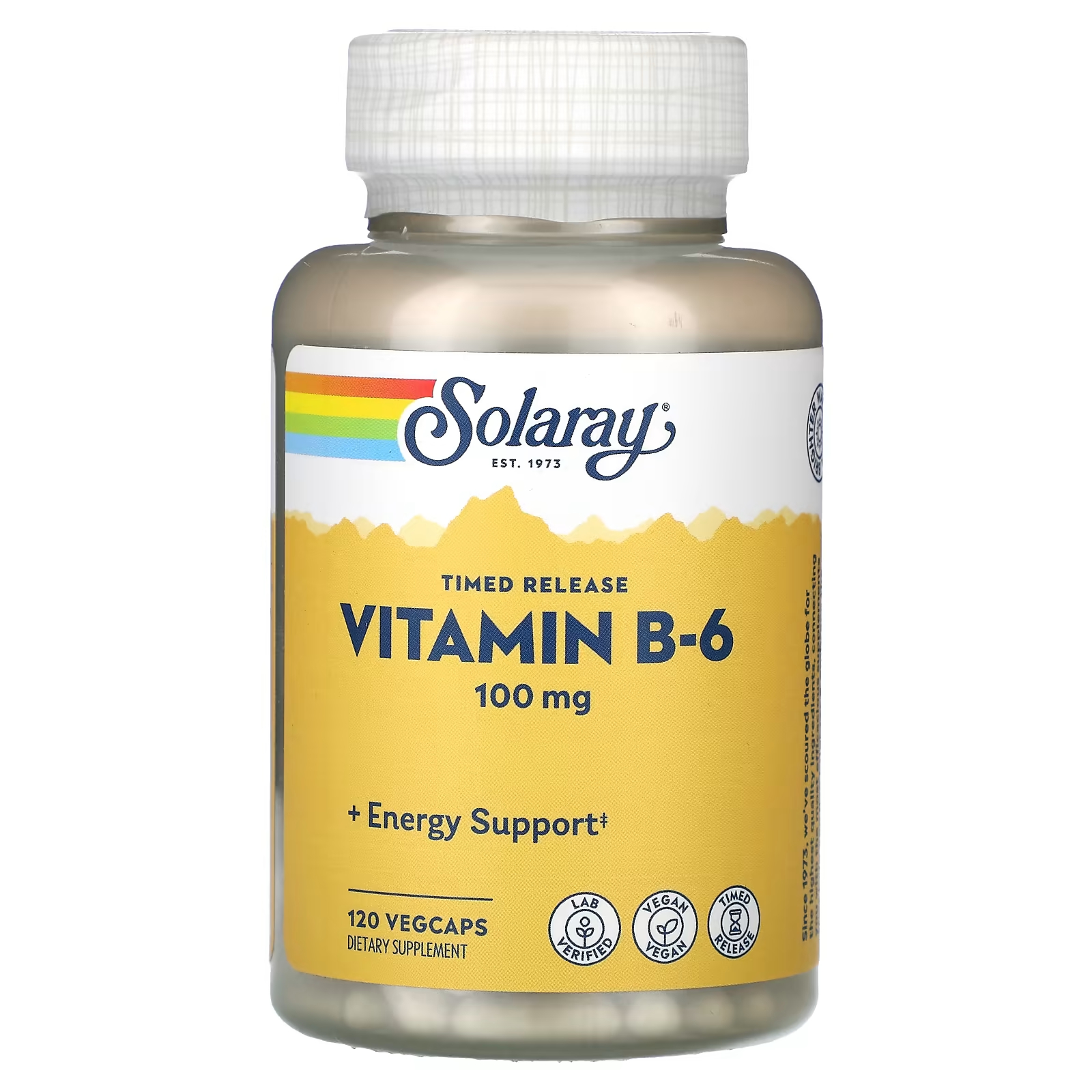 Витамин B6 Solaray 100 мг, 120 капсул витамин c solaray 1000 мг 100 капсул