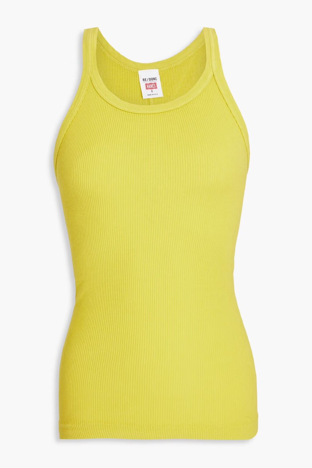 

Майка из хлопкового джерси в рубчик Re/Done By Hanes, зеленый лайм