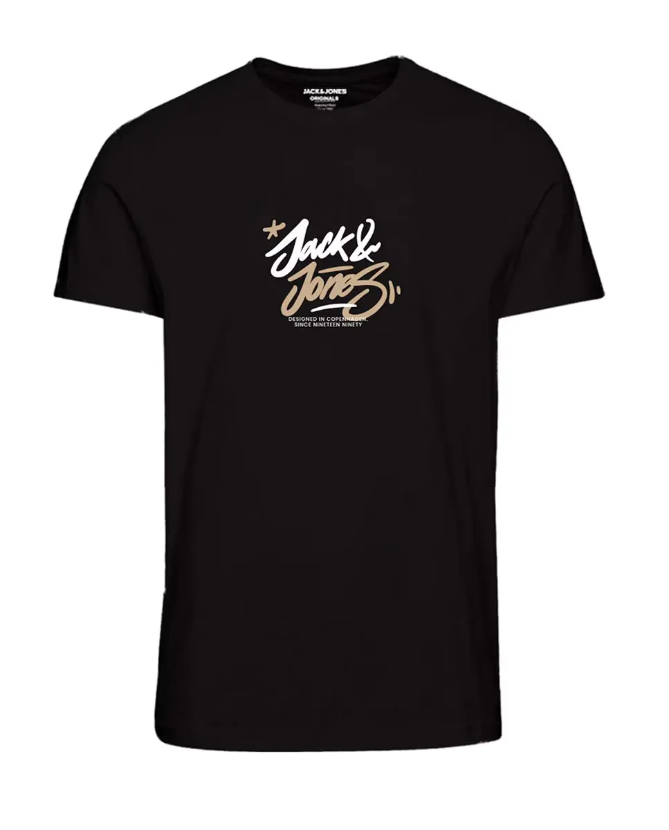 

Мужская футболка с короткими рукавами и принтом спереди Jack & Jones, черный