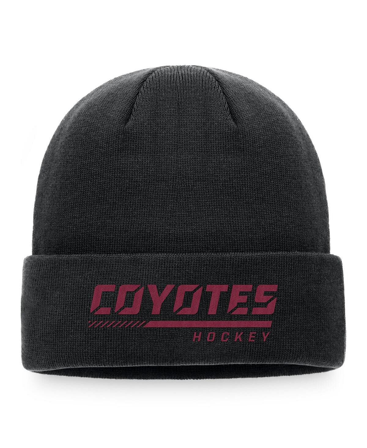 

Черная мужская вязаная шапка с манжетами для раздевалки Arizona Coyotes Authentic Pro Fanatics