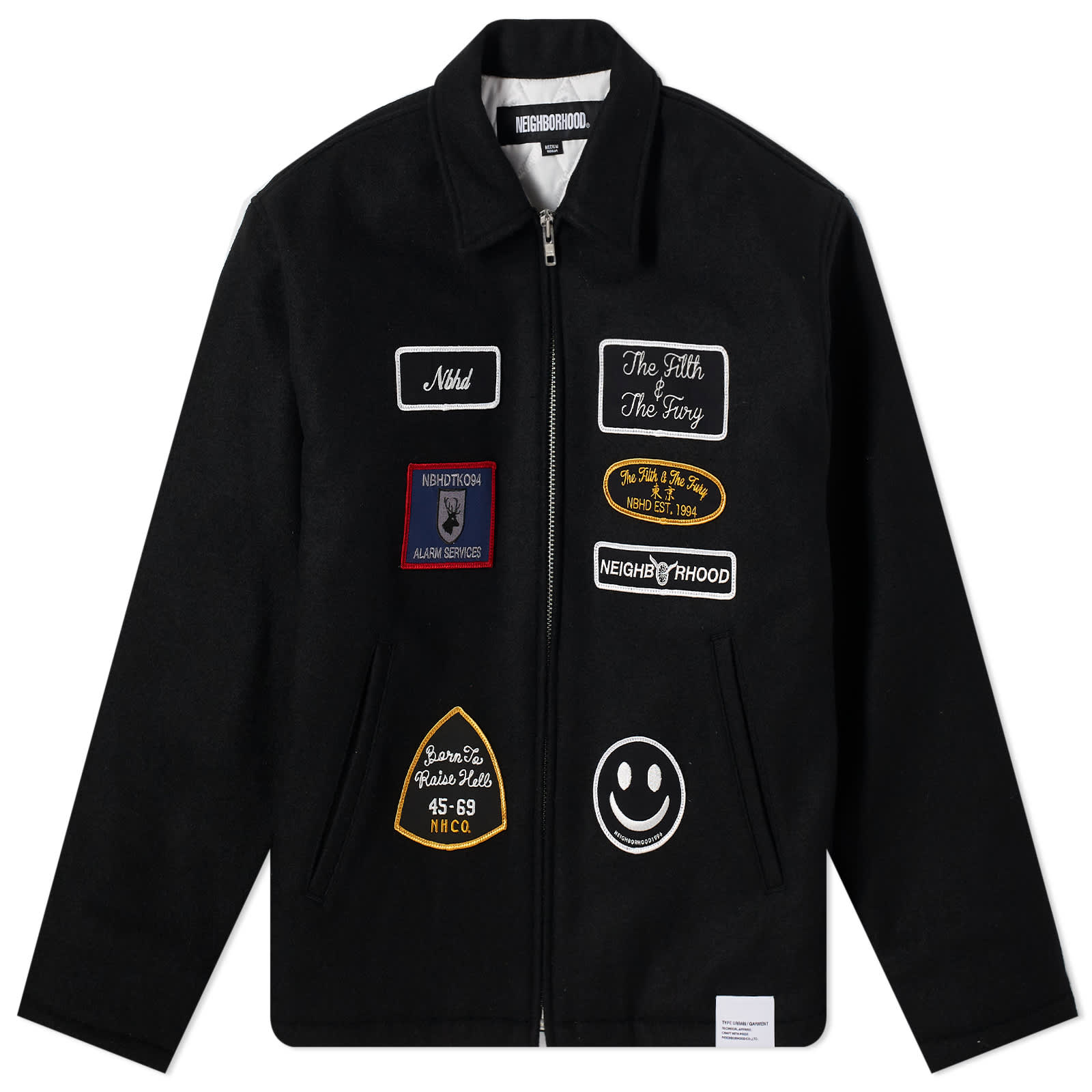 Куртка Neighborhood Melton Badges Zip Up, черный