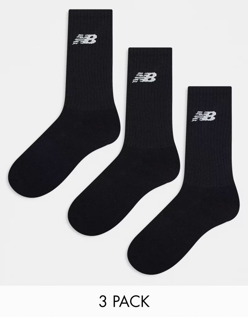 цена Набор из 3 черных спортивных носков New Balance с логотипом