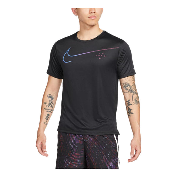 Футболка Men's Nike Large Logo Sports Training Breathable Quick Dry Round Neck Short Sleeve Black T-Shirt, мультиколор