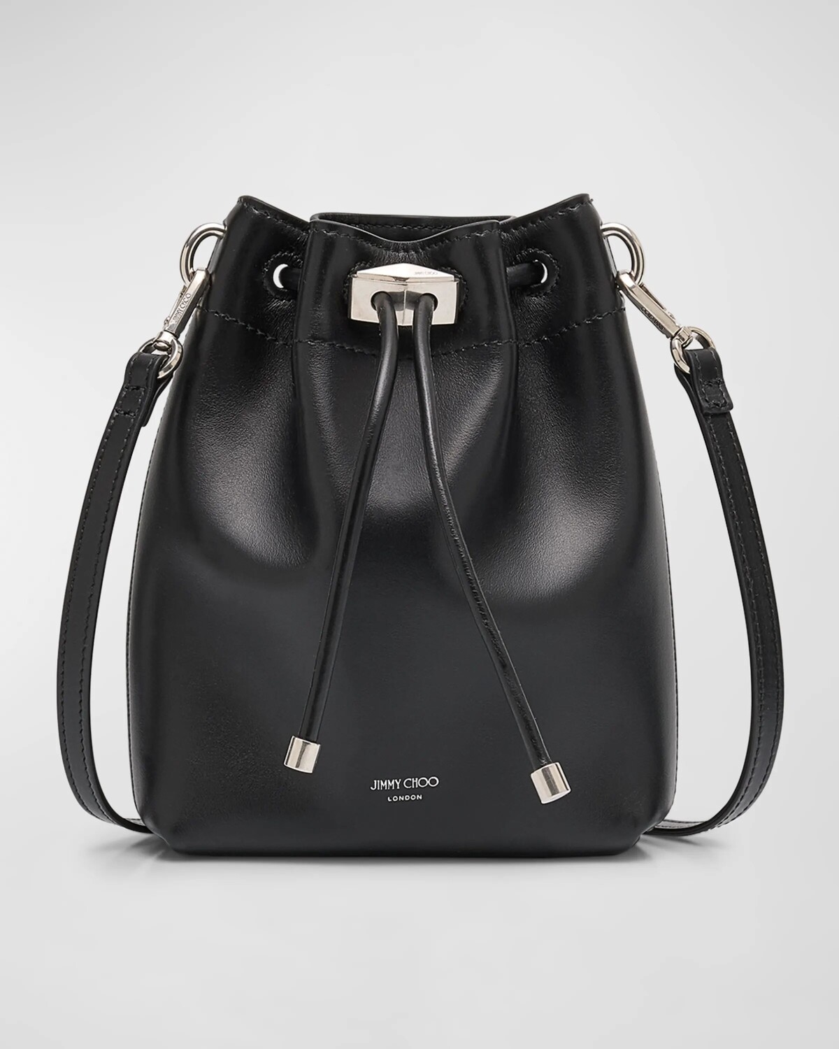 

Мини-кожаная сумка-мешок Bon Bon Jimmy Choo, цвет Black And Silver