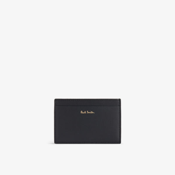 

Кожаный визитница с брендовым декором Paul Smith, черный