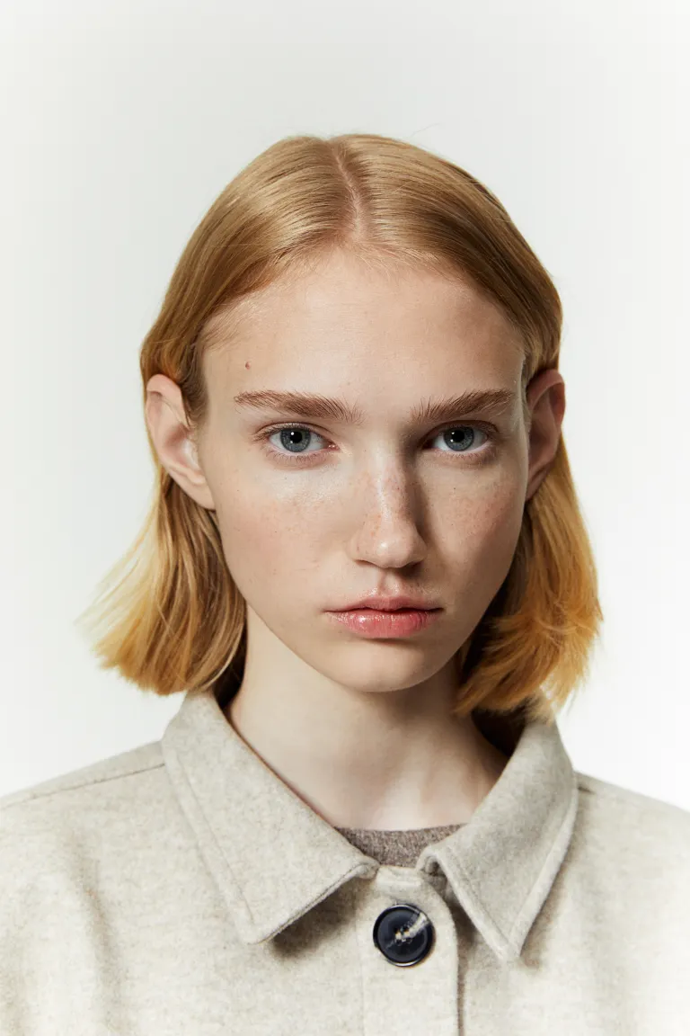

Объемный топ из фетровой ткани H&M, бежевый