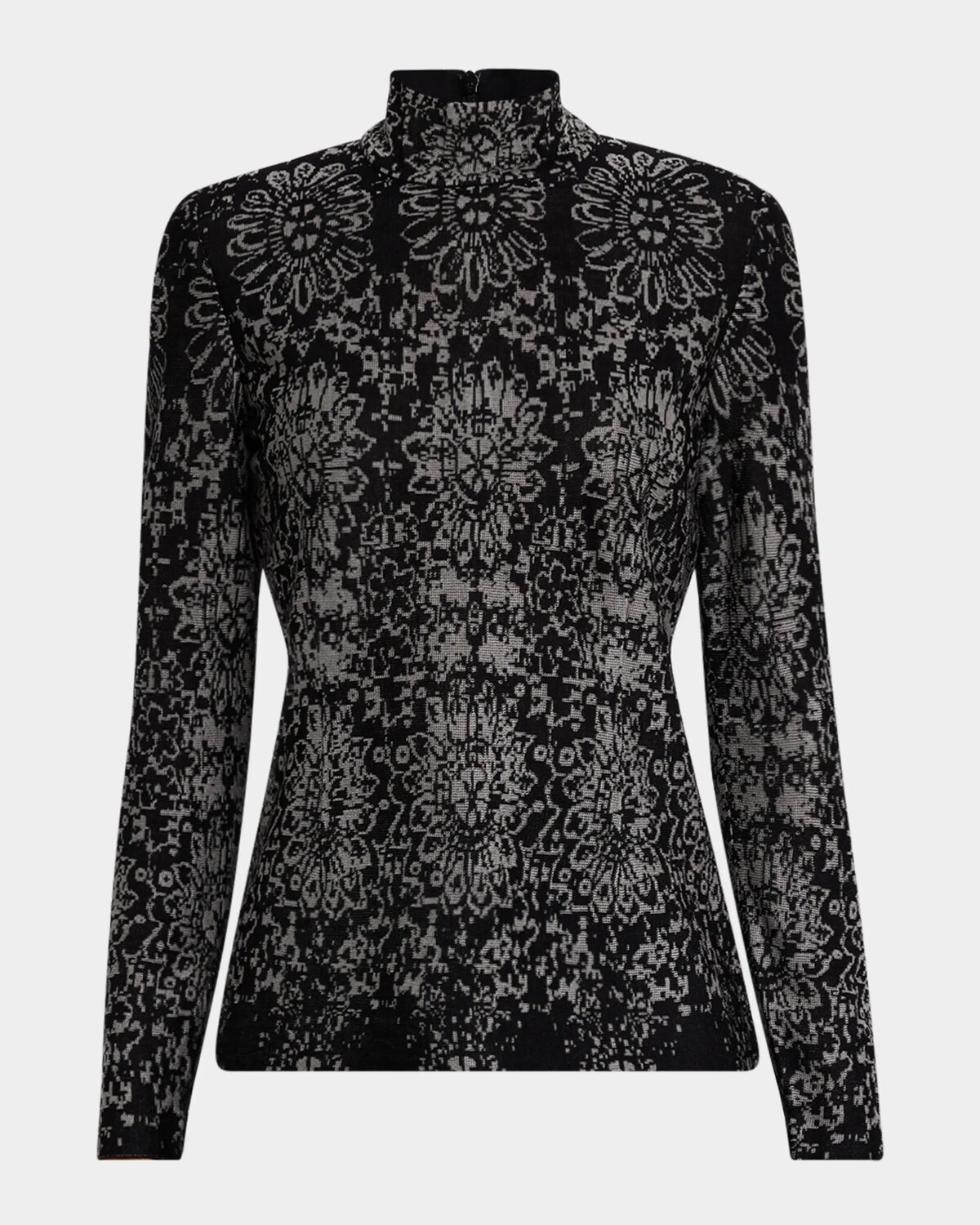 

Трикотажная туника с воротником-стойкой и медальоном Misook, цвет Black/Mink