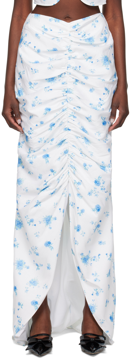 Белая длинная юбка с цветочным принтом Shushu/Tong