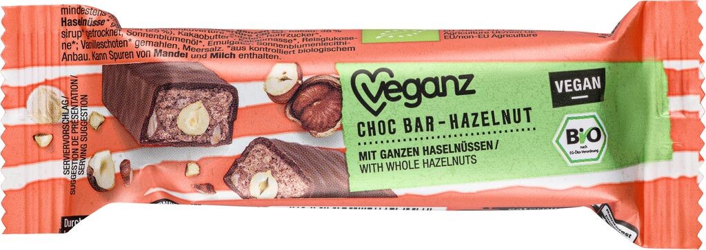 

Шоколадный батончик Veganz с лесным орехом, 40 г Veganz