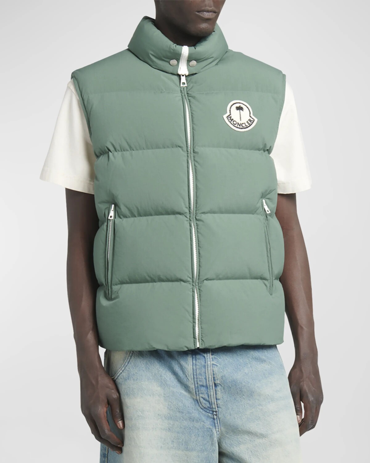 

Мужской стеганый пуховый жилет Moncler x Palm Angels Rodmar Moncler Genius, цвет Green