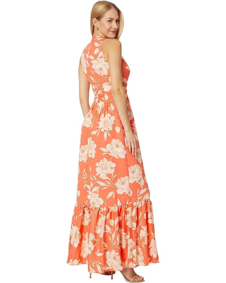 

Платье Vince Camuto Printed Twist Maxi, коралловый, Красный