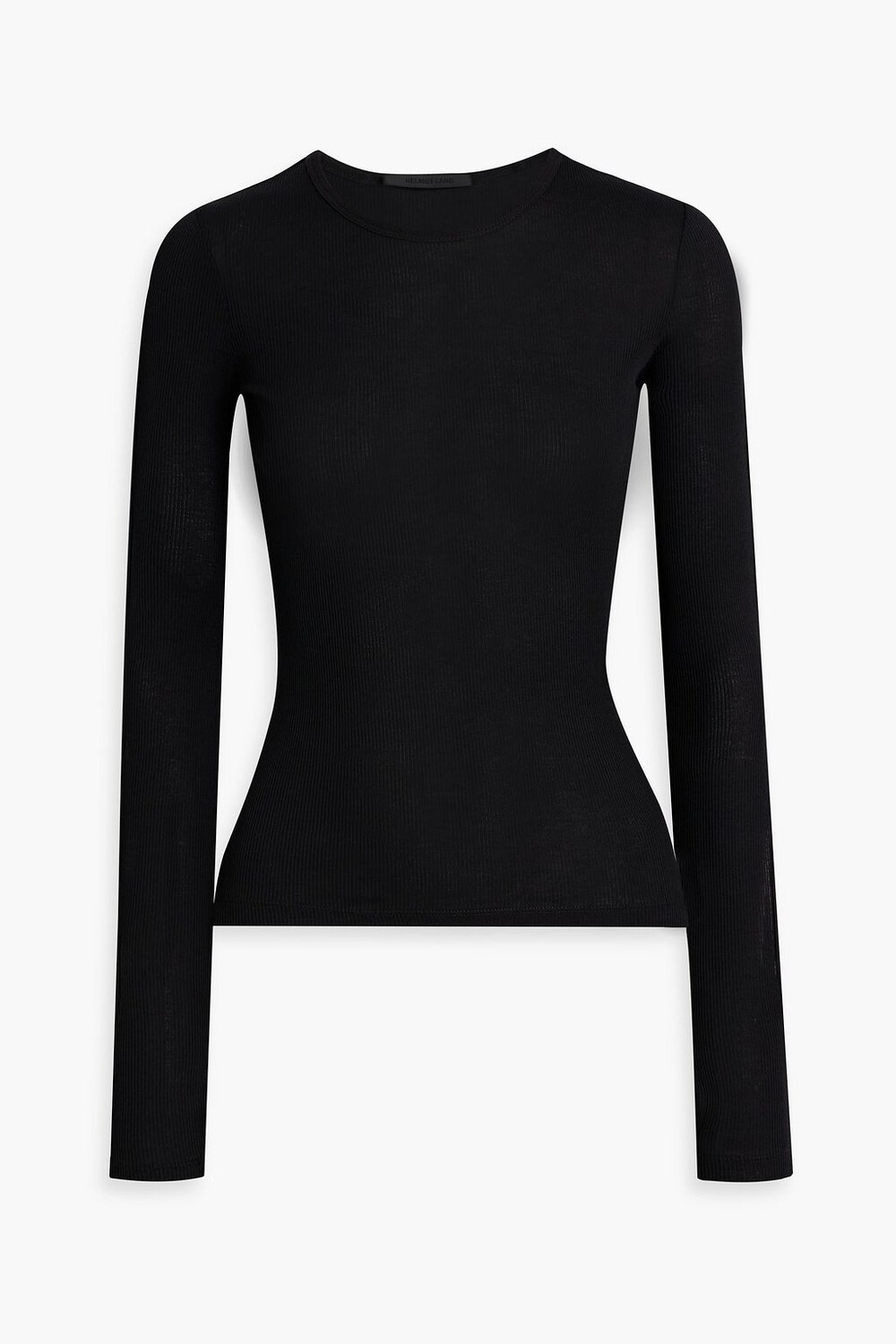 

Топ из хлопкового джерси в рубчик с вырезом HELMUT LANG, черный