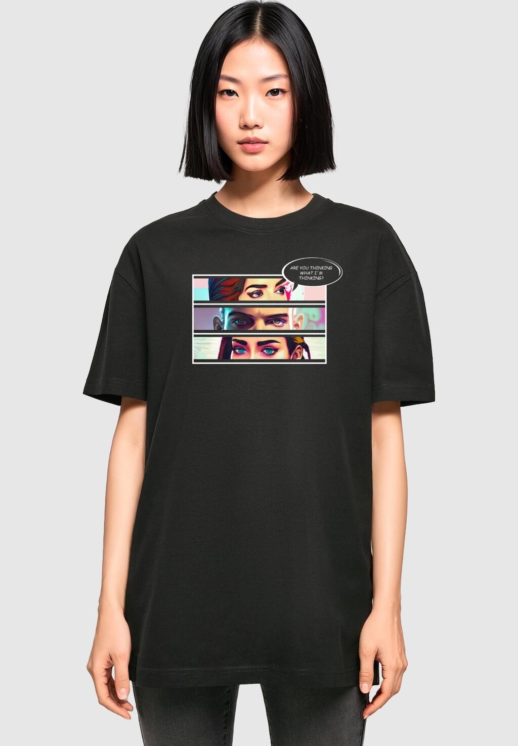 

Футболка с принтом THINKING COMIC BOYFRIEND TEE Merchcode, черный