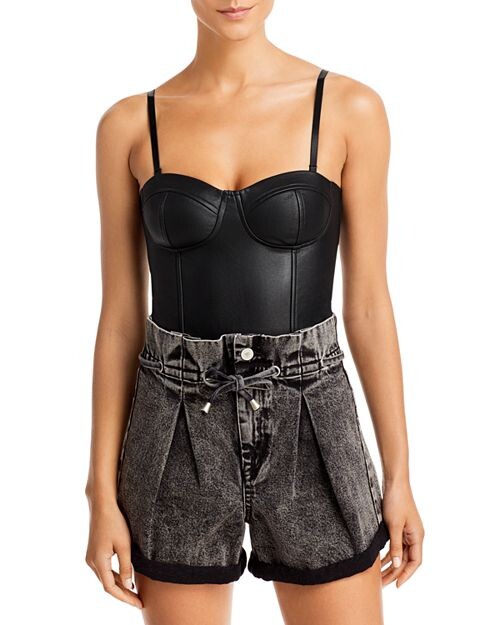 

Боди-бюстье из искусственной кожи AQUA, цвет Black