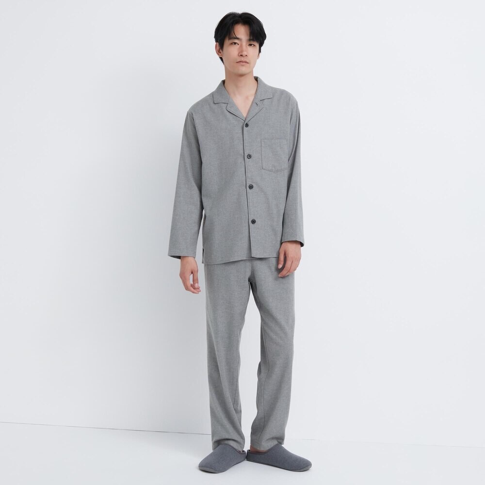 

Пижама Uniqlo фланелевая с длинными рукавами, серый