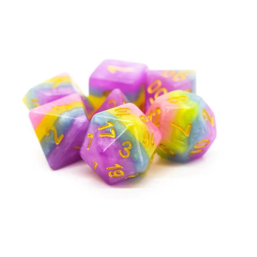 

Поли-набор сахарной ваты с золотом (7), Acrylic-Resin Dice - Gradient
