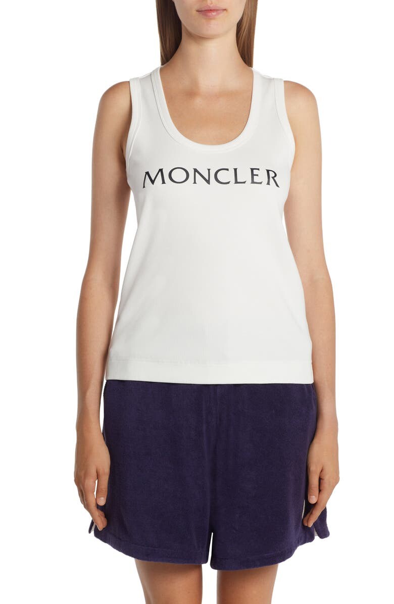 

Хлопковая майка в рубчик с логотипом MONCLER, белый