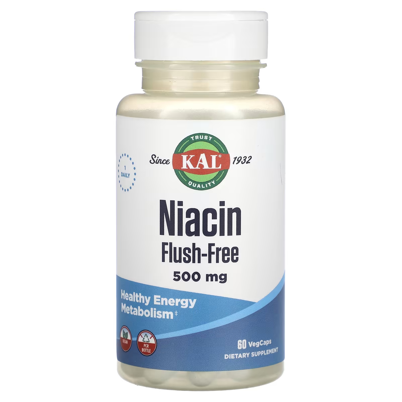 Биологически активная добавка KAL ниацин,500 мг., 60 растительных капсул биологически активная добавка swanson ниацин пролонгированное высвобождение 500 мг 90 таблеток