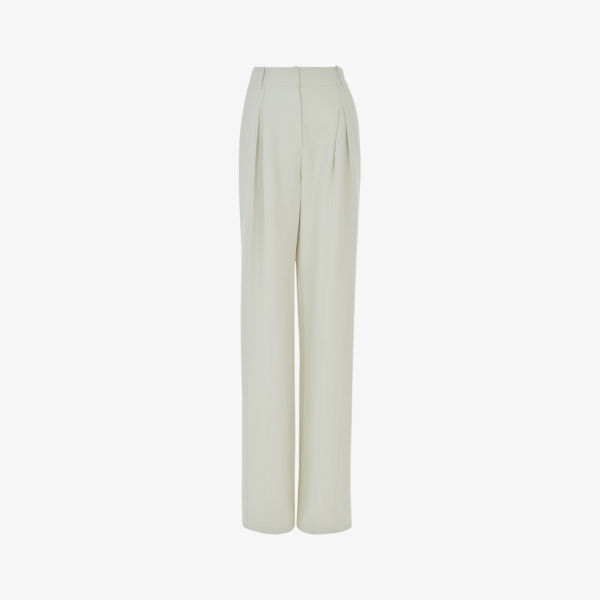Прямые брюки из тканого материала с высокой посадкой Leem, белый женские прямые брюки из тканого материала би стрейч jones new york