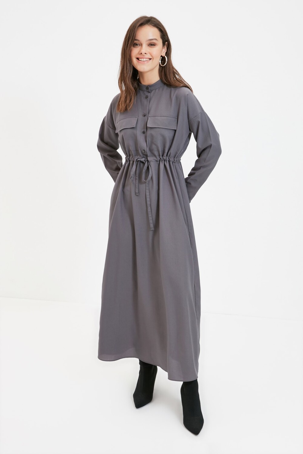 

Платье - Серый - А-силуэт Trendyol Modest, серый