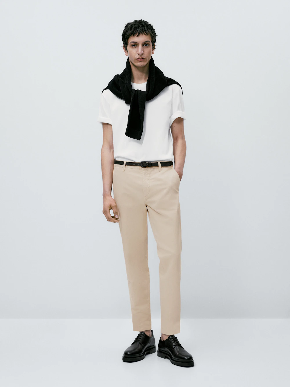 

Зауженные чиносы из смешанного льна Massimo Dutti, бежевый